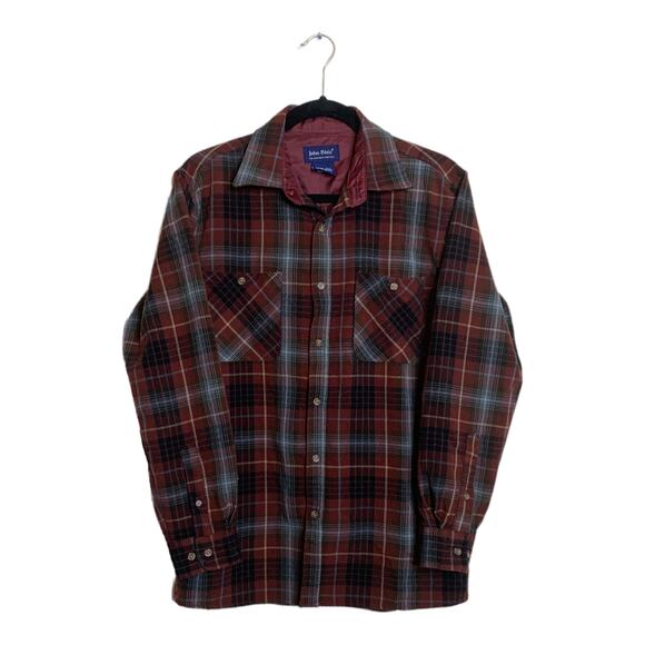 John Blair men brown plaid long sleeves flannel shirt size medium - Picture 1 of 8
